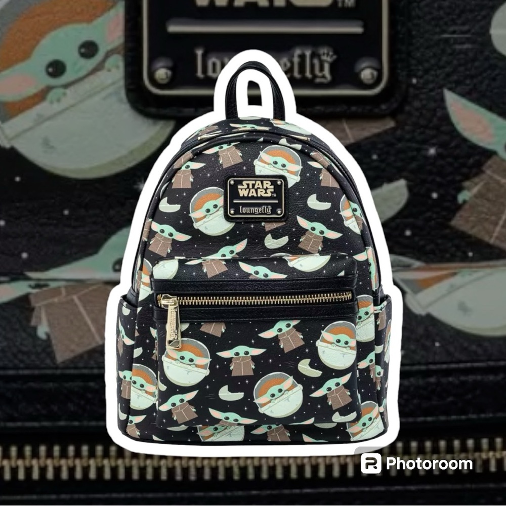 Loungefly Disney Parks Star Wars Mandalorian Grogu AOP Baby Yoda Mini Backpack